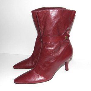 NWT red leather boots size 8